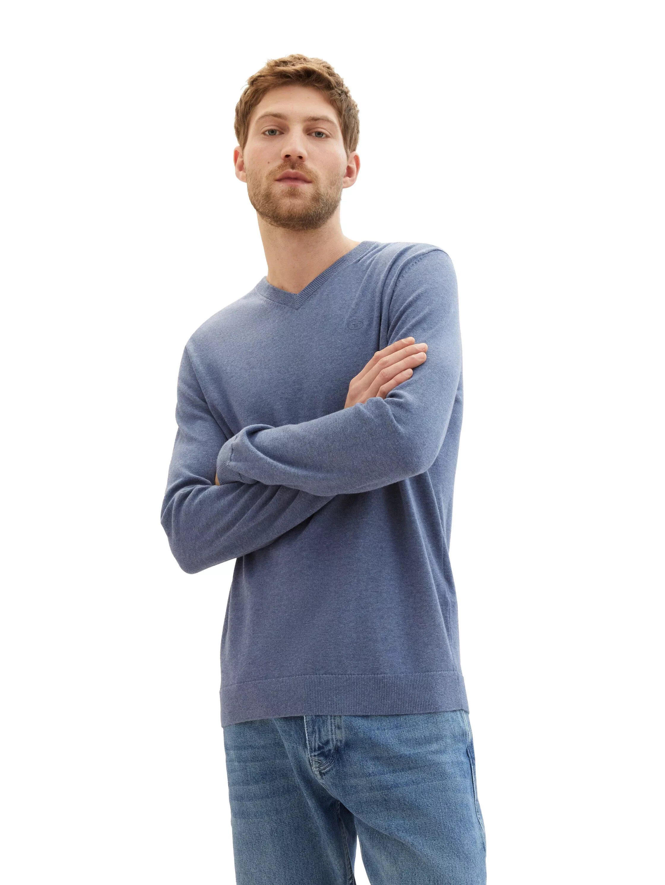 TOM TAILOR Sweatshirt basic crewneck knit, soft red melange günstig online kaufen