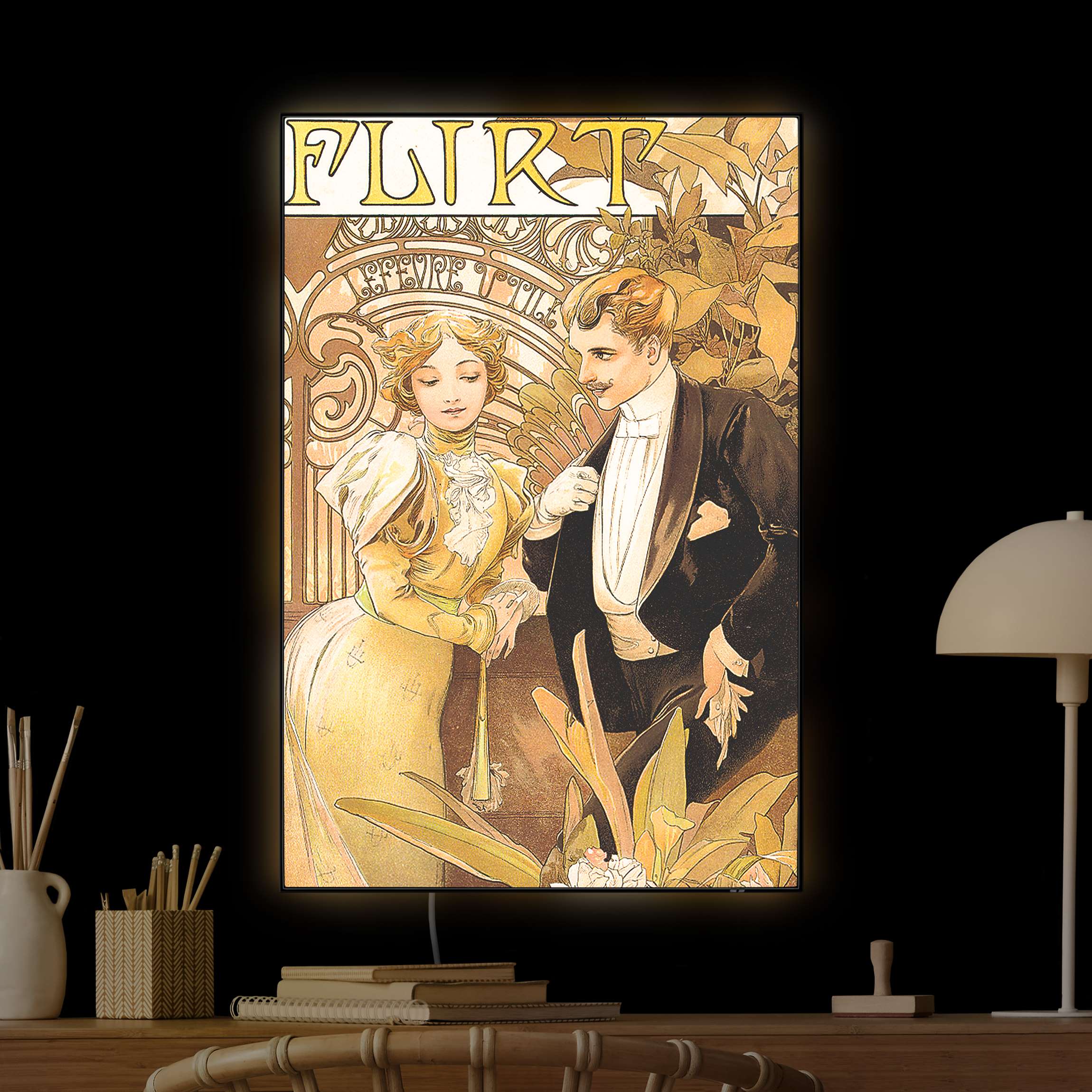 LED-Wechselbild Alfons Mucha - Werbeplakat für Flirt Biscuits günstig online kaufen