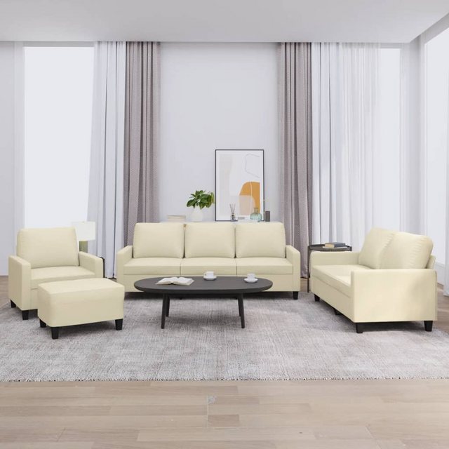 vidaXL Sofa 4-tlg. Sofagarnitur mit Kissen Cappuccino-Braun Kunstleder günstig online kaufen