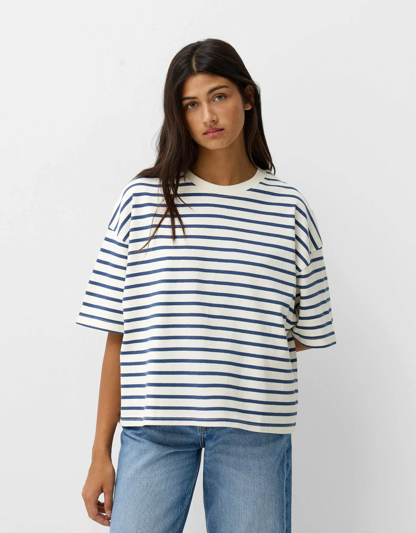 Bershka T-Shirt Im Boxy Fit Damen L Weiss günstig online kaufen