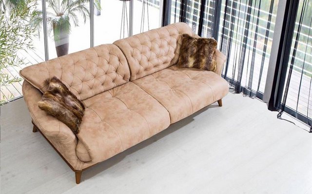 Xlmoebel 3-Sitzer Braunes Wohnzimmer-Sofa Polstermöbel Dreisitzer 221cm, 1 günstig online kaufen