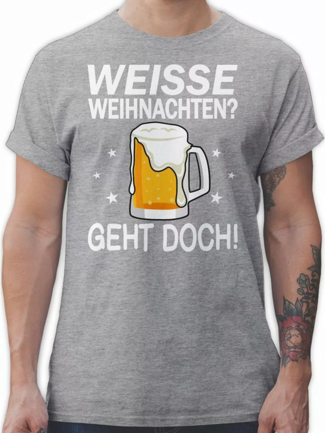 Shirtracer T-Shirt Weiße Weihnachten - Geht doch - Bierkrug Bierschaum Weih günstig online kaufen