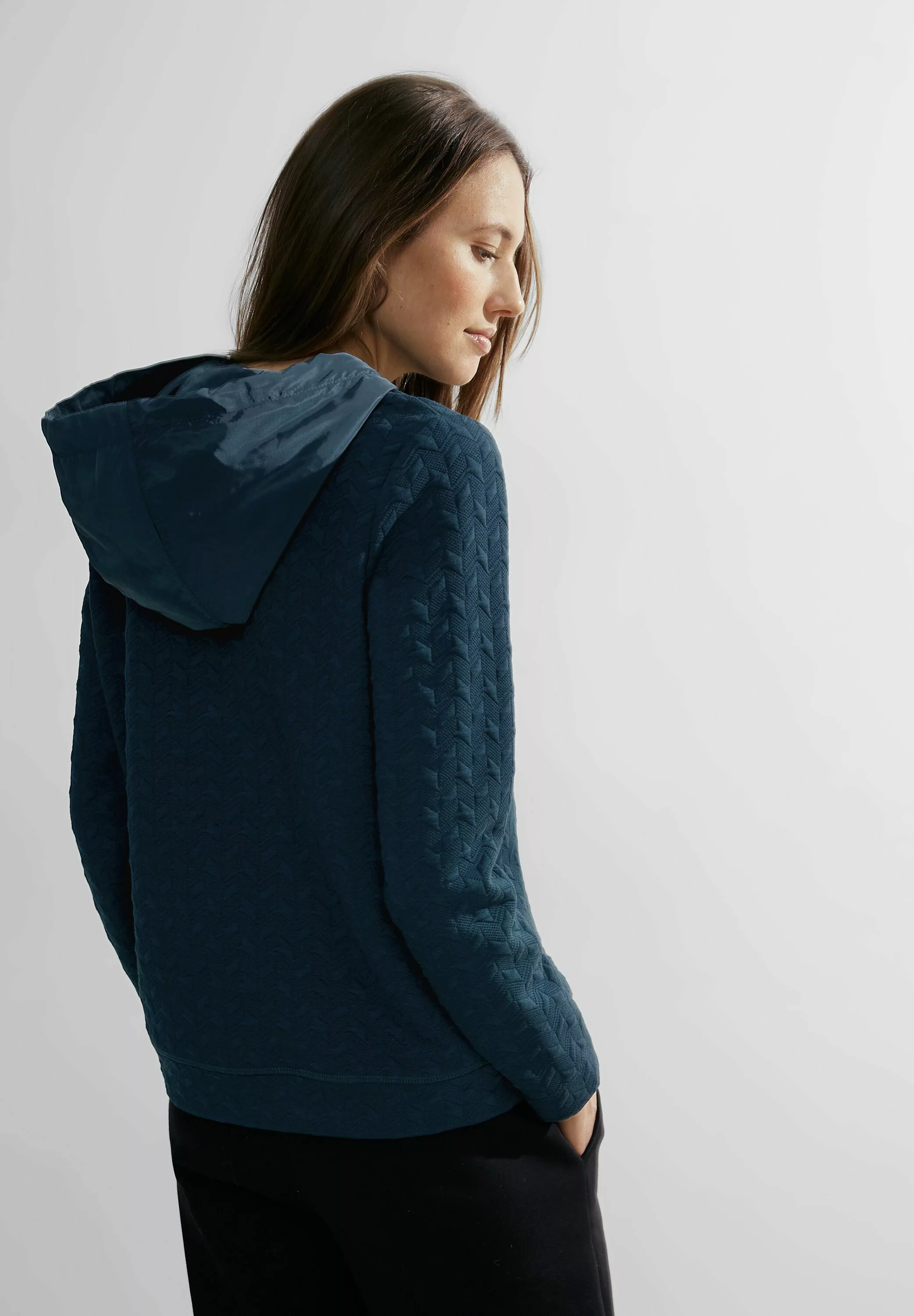 Cecil Sweatshirt Cecil Sweatshirt mit Struktur in Strong Petrol Blu (1-tlg) günstig online kaufen