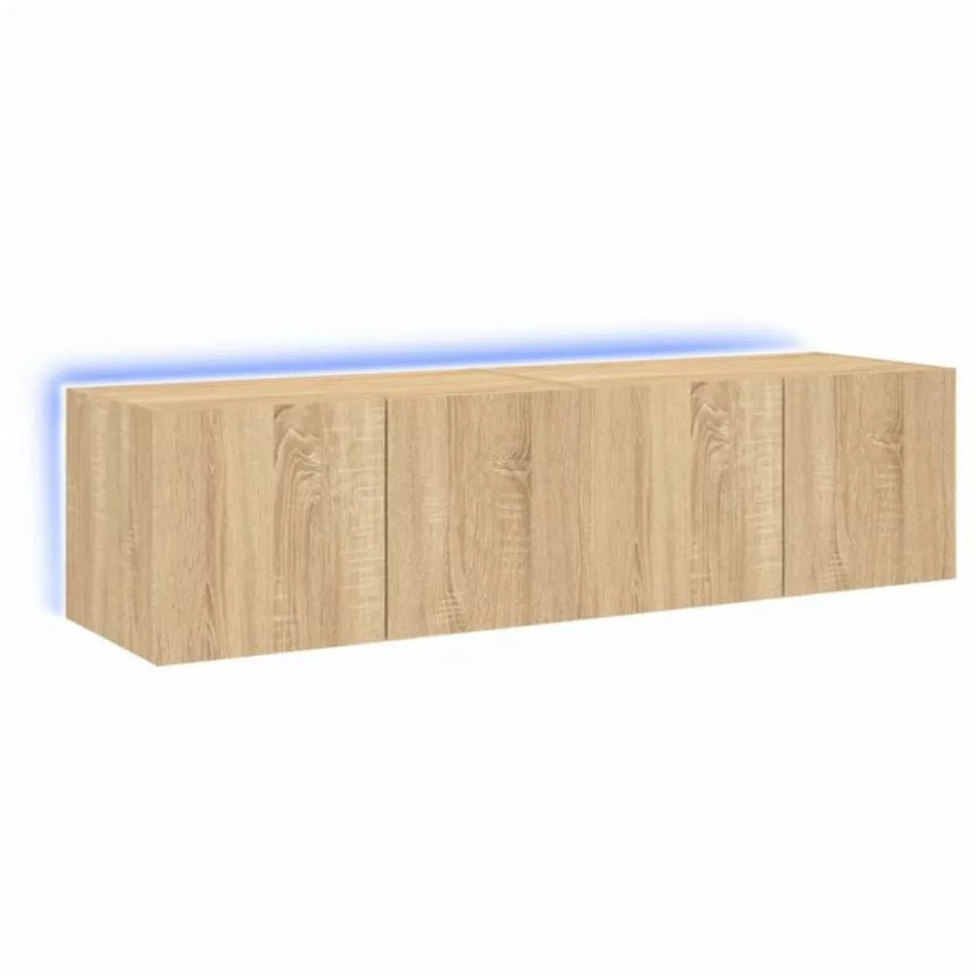 vidaXL TV-Schrank 2tlg TV Lowboard Hängeschrank Wandschrank mit LED Leuchte günstig online kaufen