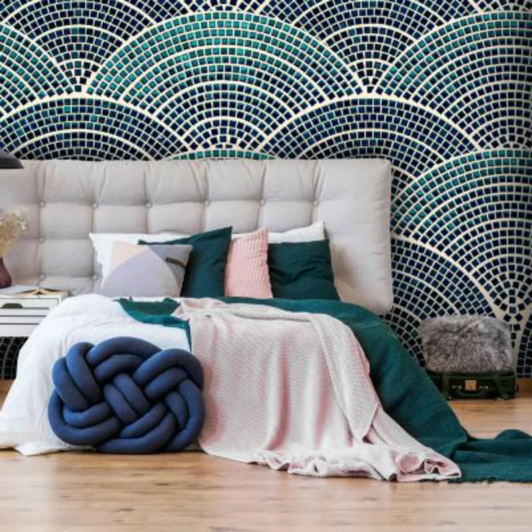 artgeist Fototapete Semicircular Mosaic (Green) weiß-kombi Gr. 400 x 280 günstig online kaufen