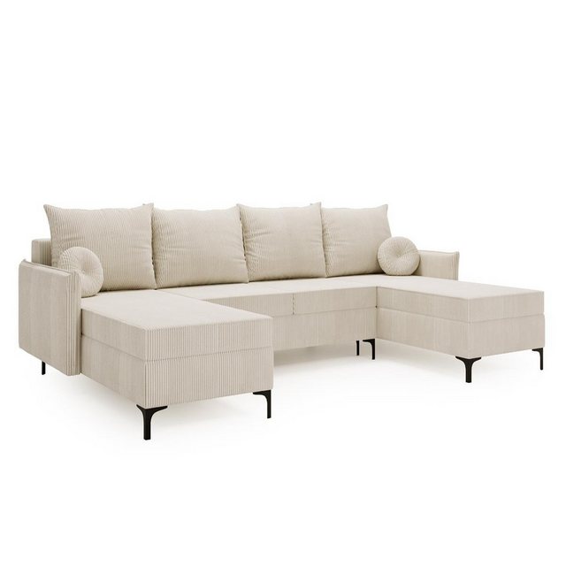 Compleo Ecksofa U-form LEO, MetallFüße, Modern design, Cordstoff/Velvet günstig online kaufen