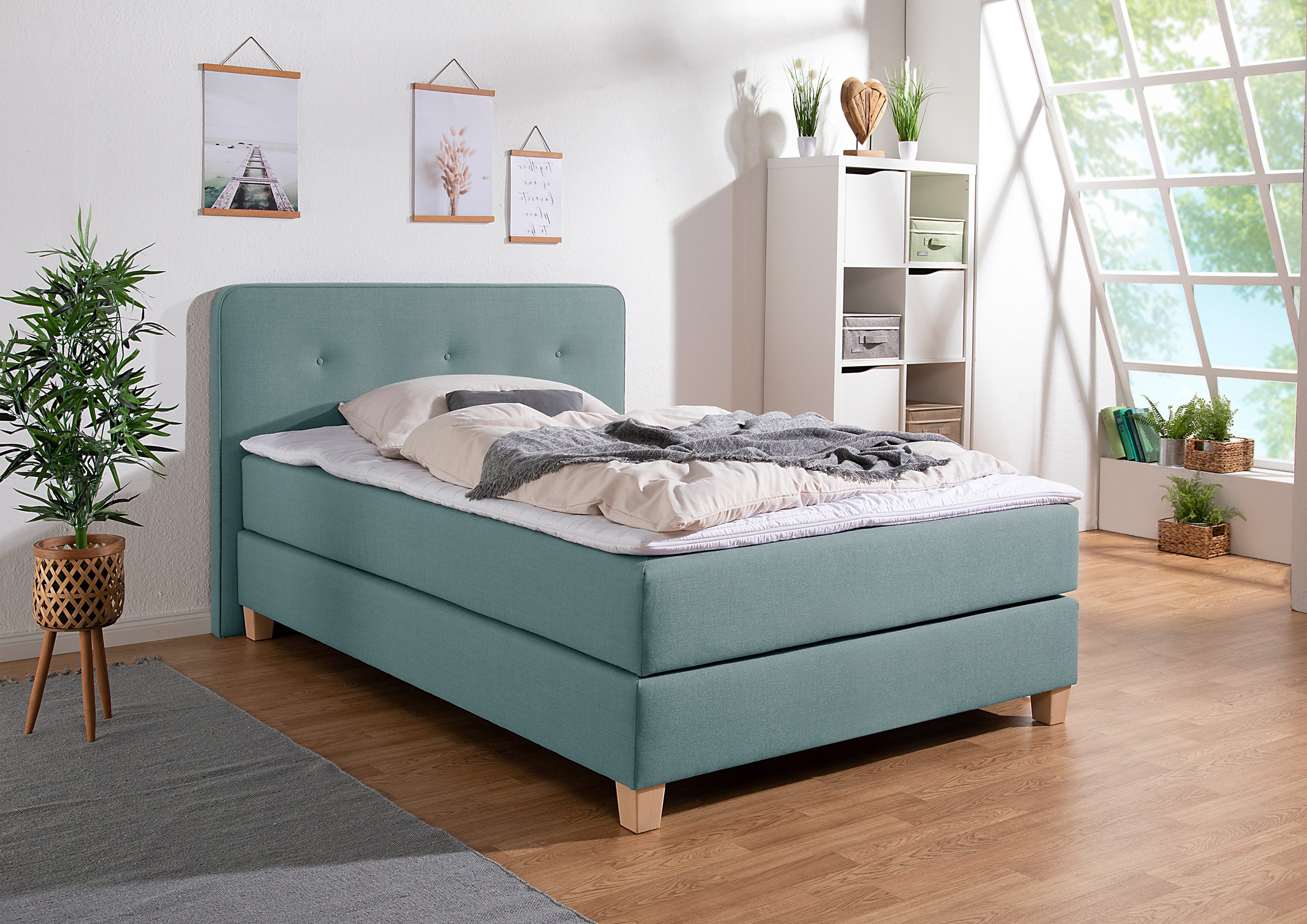 Home affaire Boxspringbett "Fargo", inkl. Topper, in 3 Matratzenarten, in S günstig online kaufen