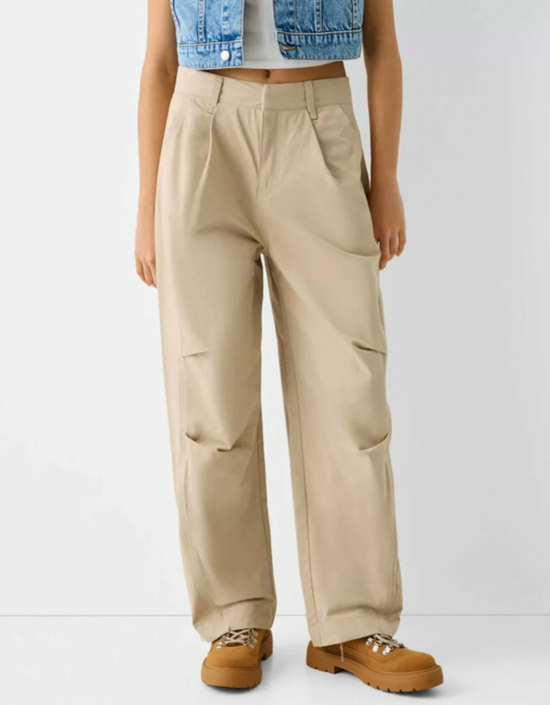 Bershka Baggy-Hose Im Balloon-Fit Damen 40 Camel günstig online kaufen