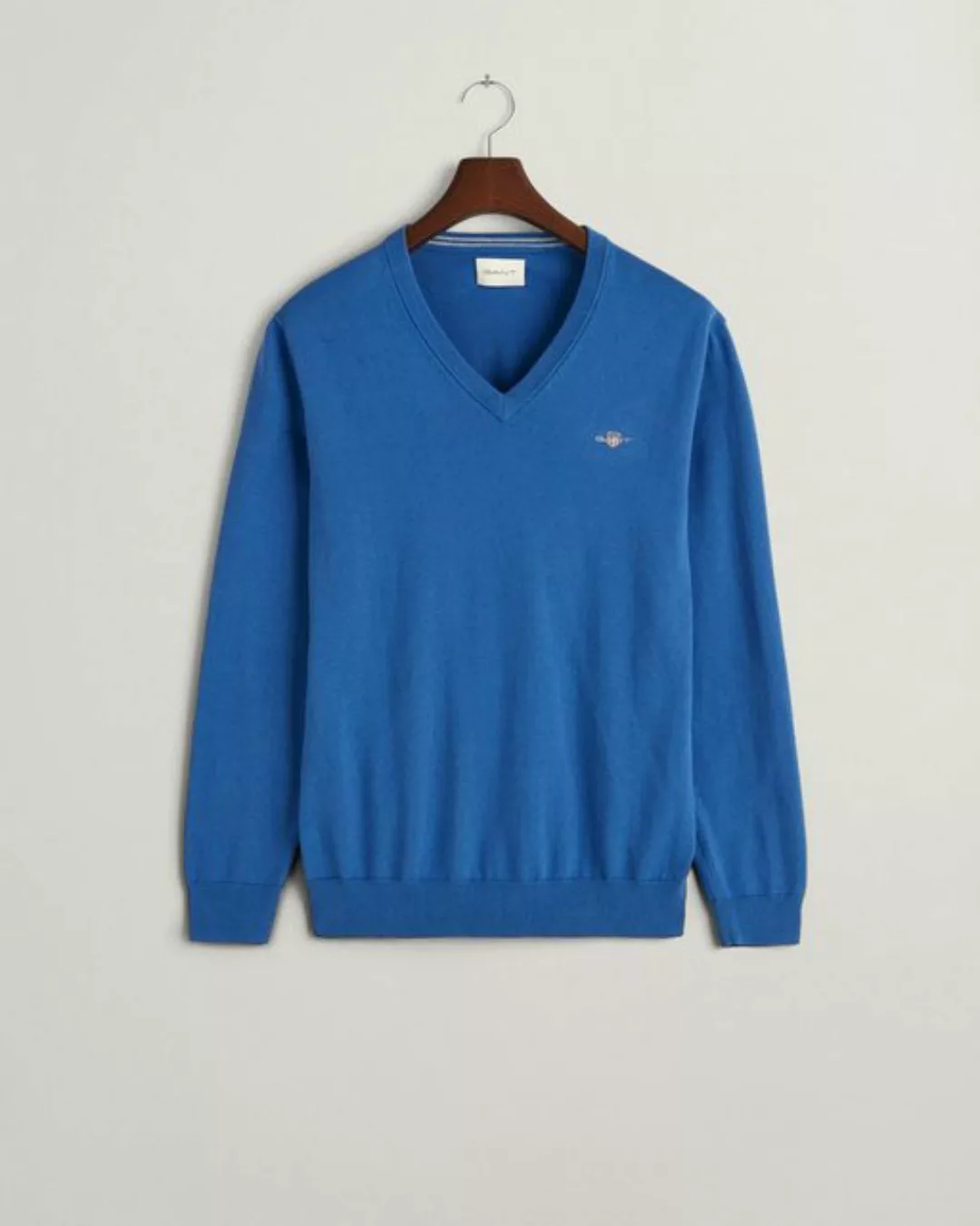 Gant Strickpullover CLASSIC COTTON V-NECK, RICH BLUE günstig online kaufen