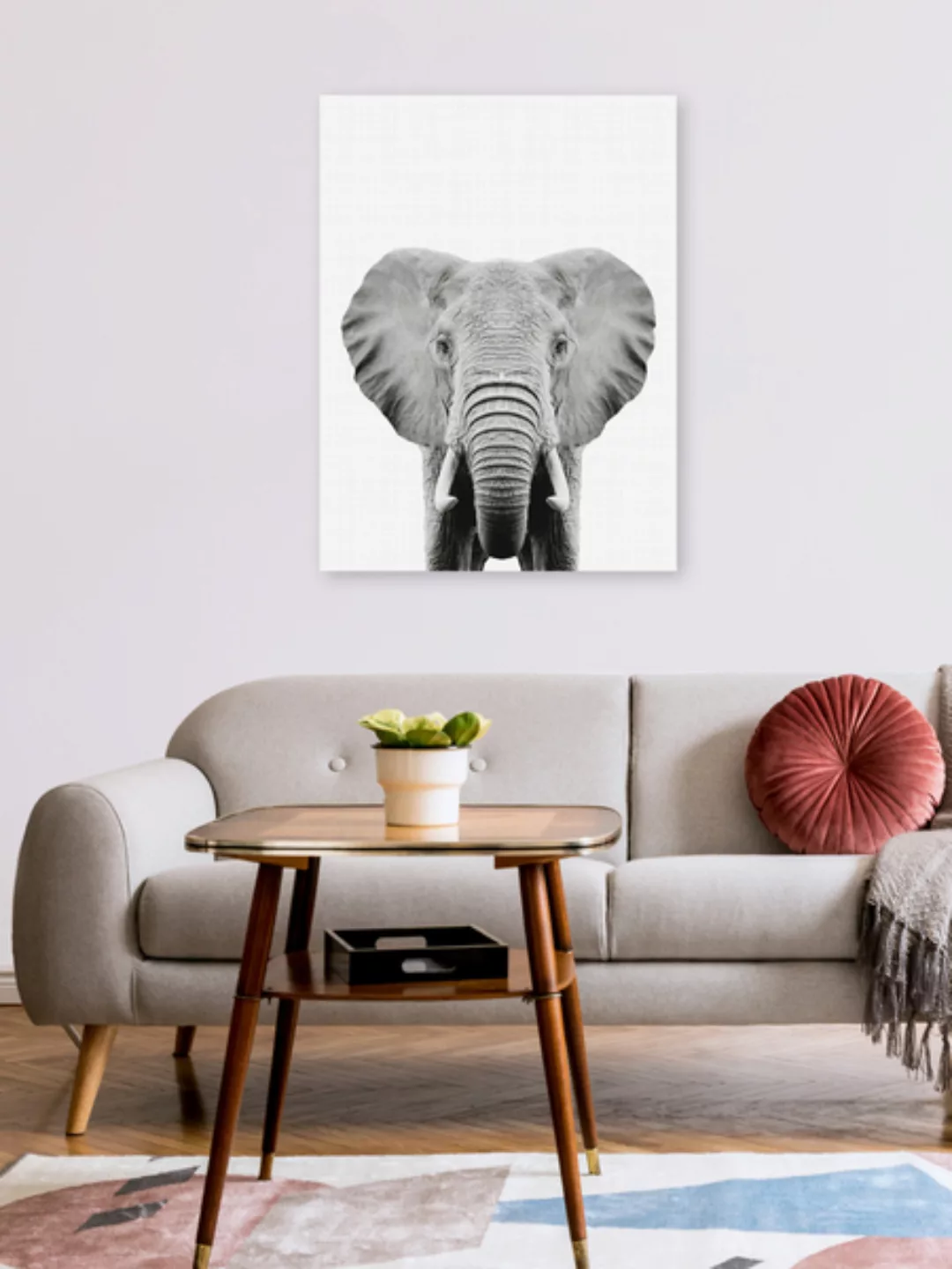 Poster / Leinwandbild - Elephant (Black And White) günstig online kaufen
