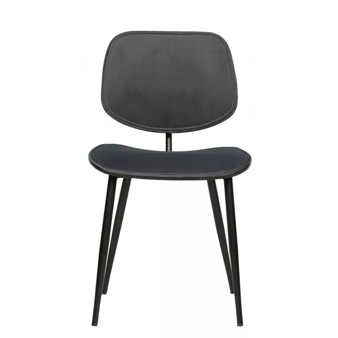Esstisch Stühle in Grau Samt Metallgestell (2er Set) günstig online kaufen