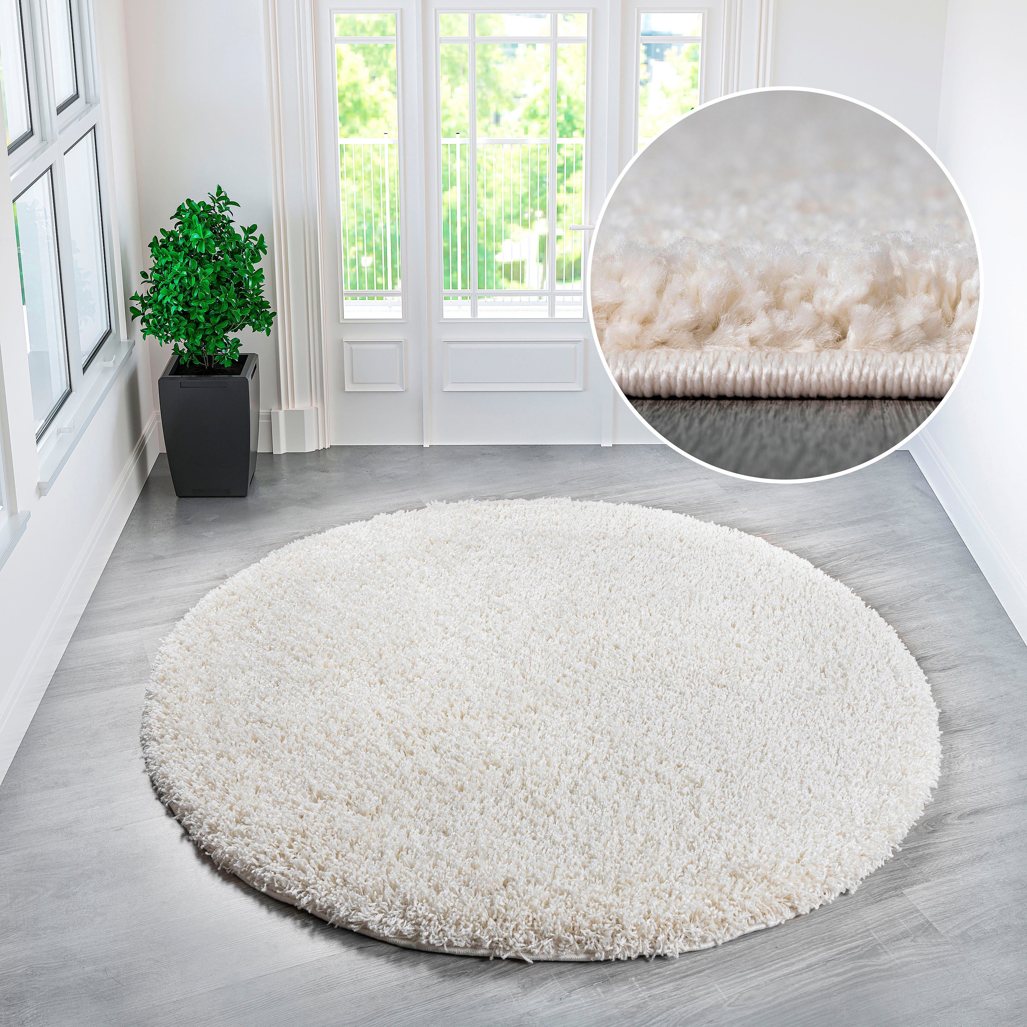 my home Teppich Shaggy 30, rund, günstig online kaufen