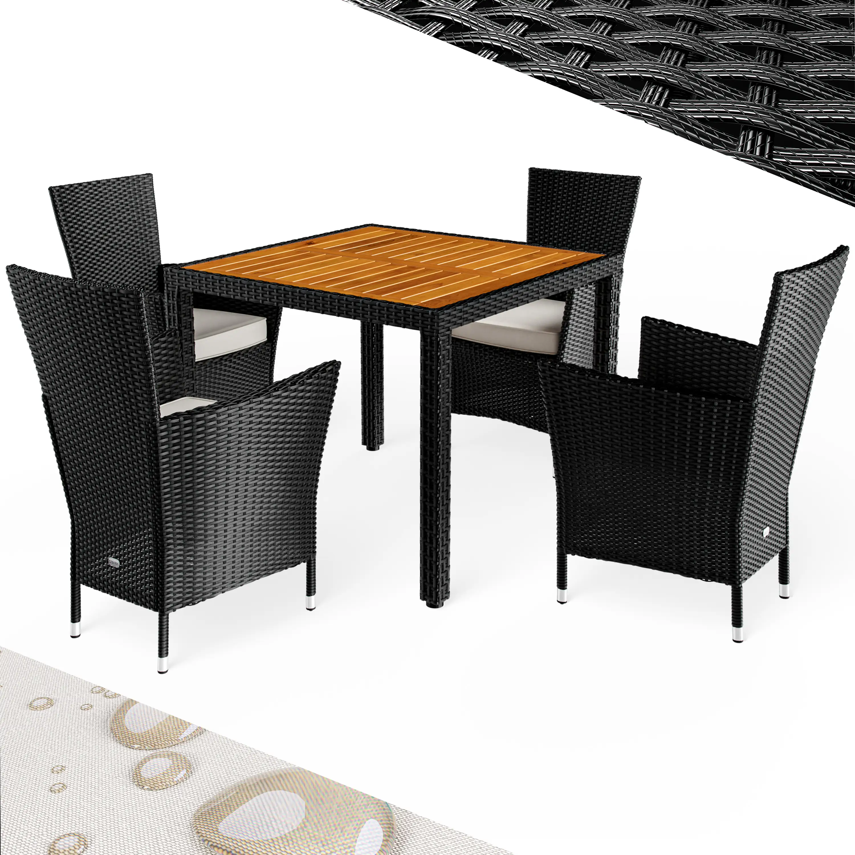 Polyrattan Garten-Sitzgruppe Korfu 5-tlg. Schwarz günstig online kaufen