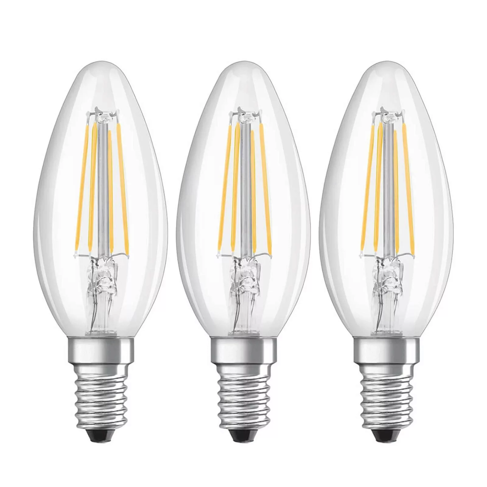 LED-Kerzenlampe E14 4W Filament 2.700K 3er-Set günstig online kaufen