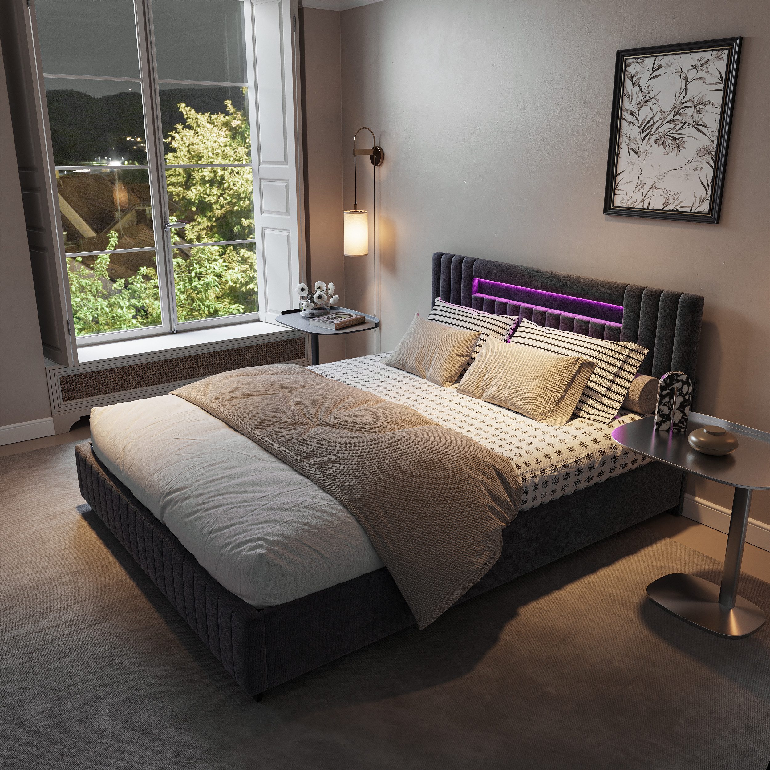 PXloue Polsterbett Stauraumbett Doppelbett 160x200 cm, günstig online kaufen