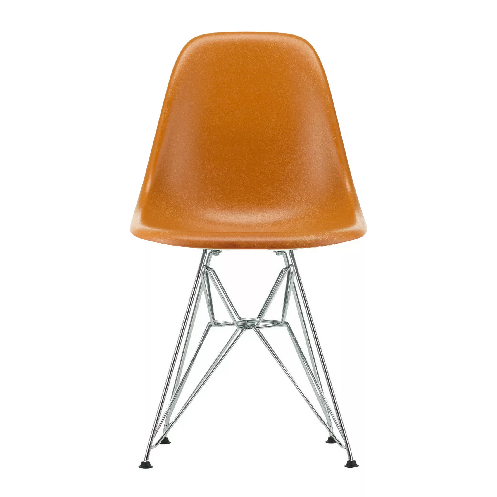 Vitra - Eames Fiberglass Side Chair DSR verchromt - ocker dunkel/Sitzschale günstig online kaufen