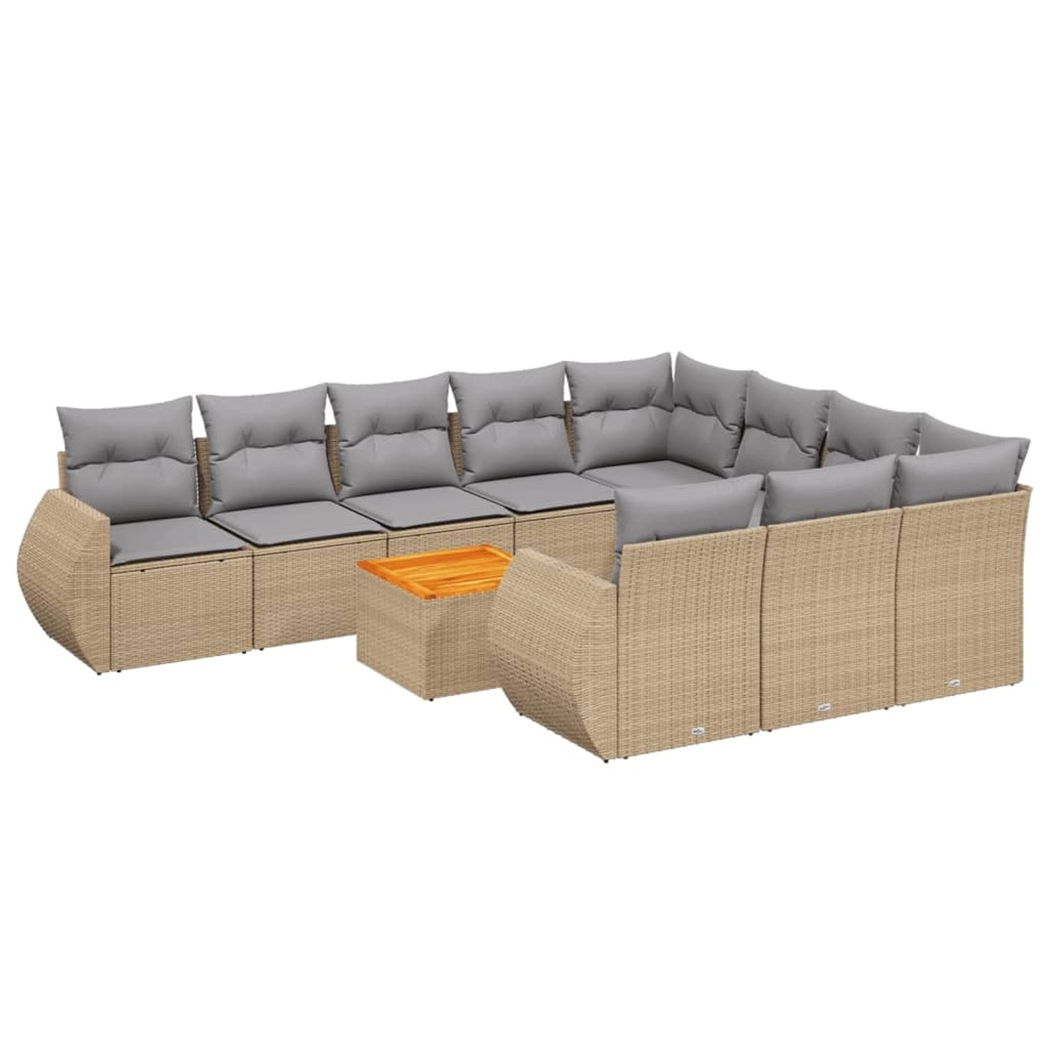 vidaXL 11-Tlg Garten-Sofagarnitur mit Kissen Beige Poly Rattan 3225184 günstig online kaufen