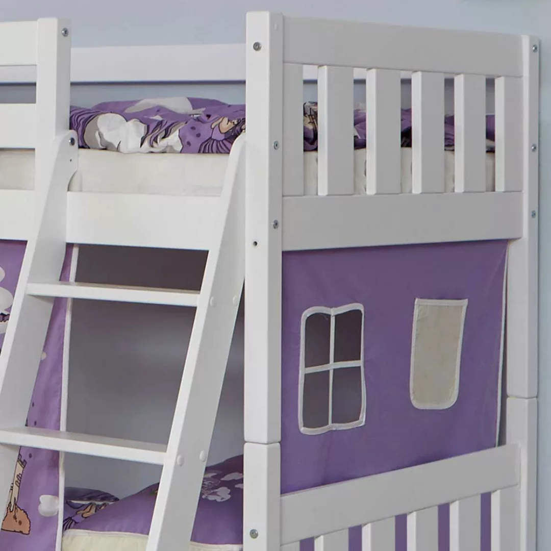 Mädchen Etagenbett mit Vorhang im Prinzessin Design 140 cm breit günstig online kaufen