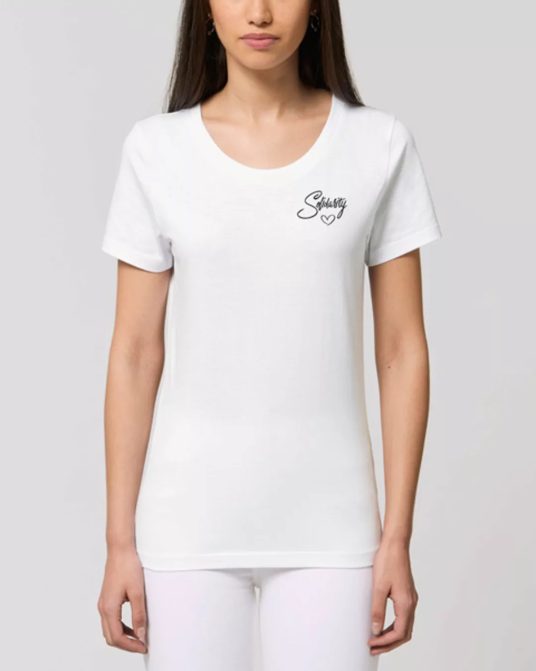 Bio Damen Rundhals-t-shirt "Faith - Solidarity" Aus Bio-baumwolle günstig online kaufen