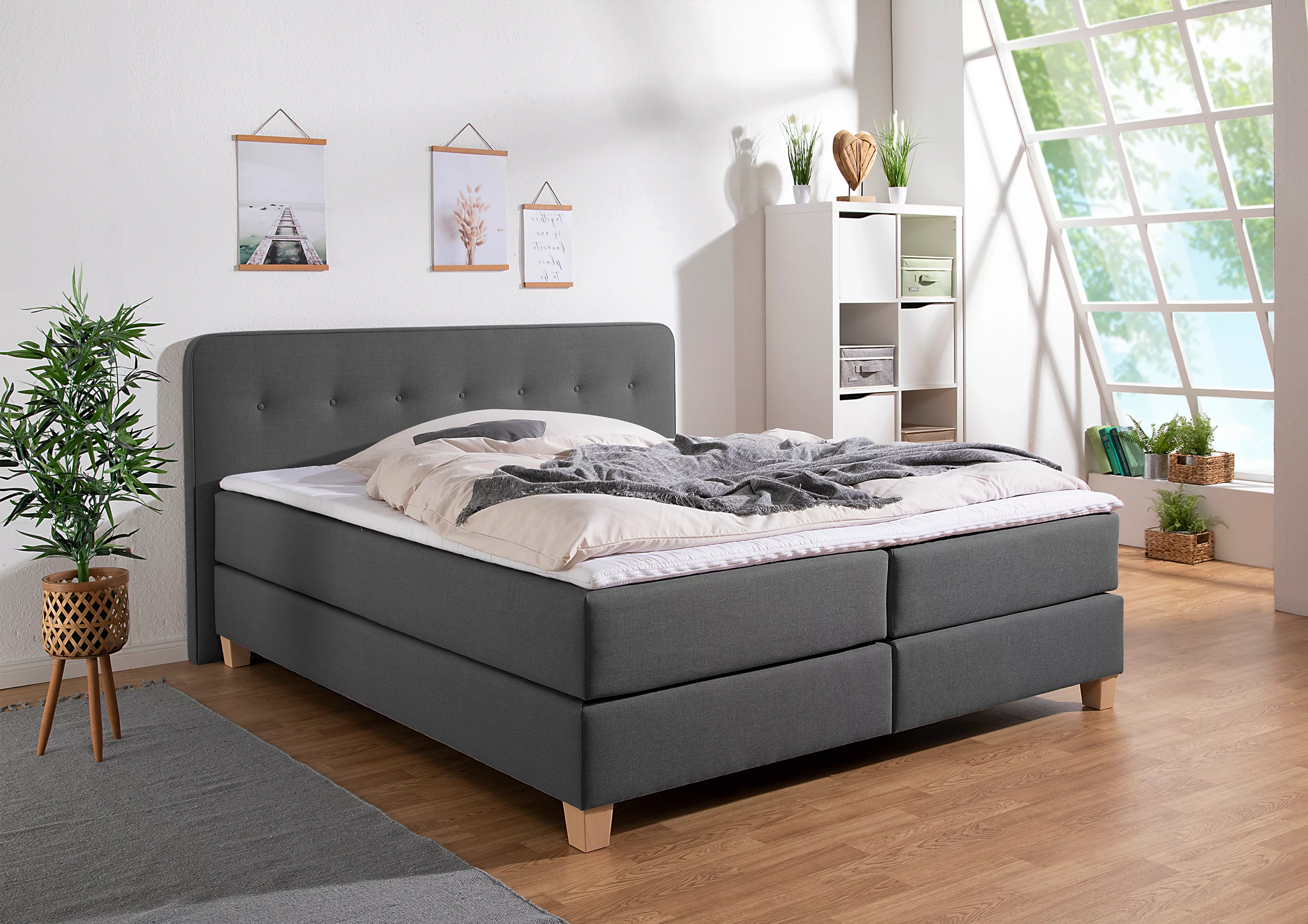 Home affaire Boxspringbett "Fargo", inkl. Topper, in 3 Matratzenarten, viel günstig online kaufen