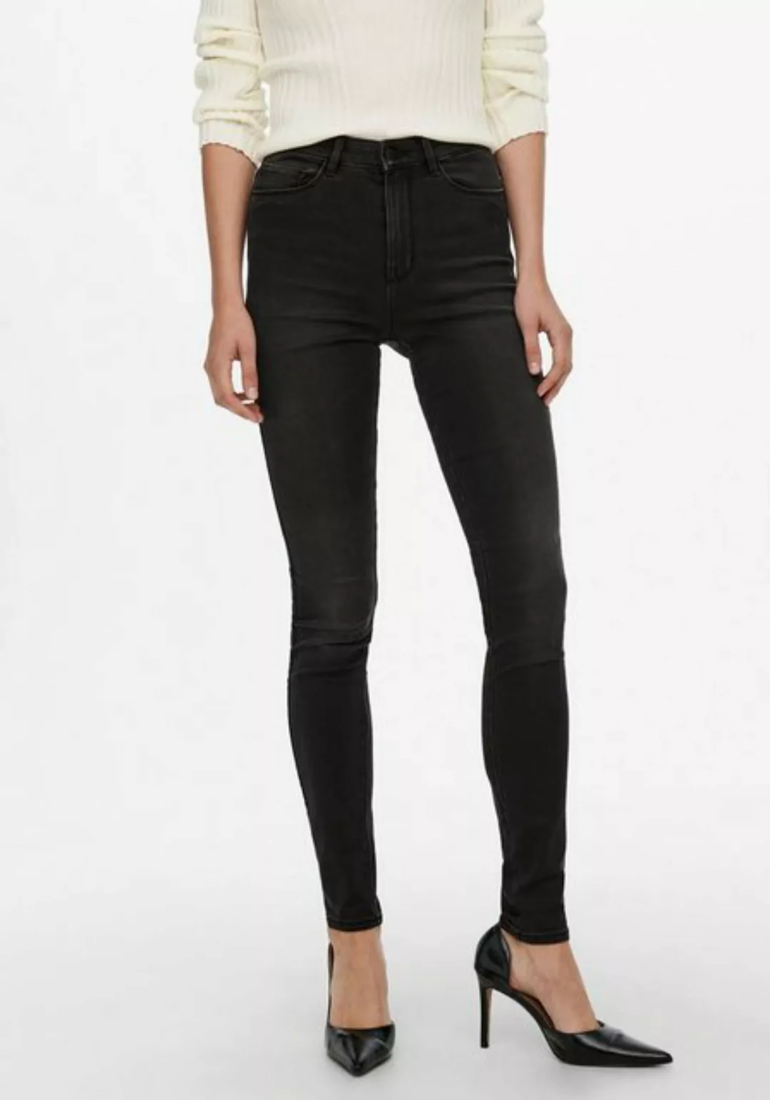Only – Royal – Jeans mit engem Schnitt aus Bio-Baumwolle in verwaschenem Sc günstig online kaufen
