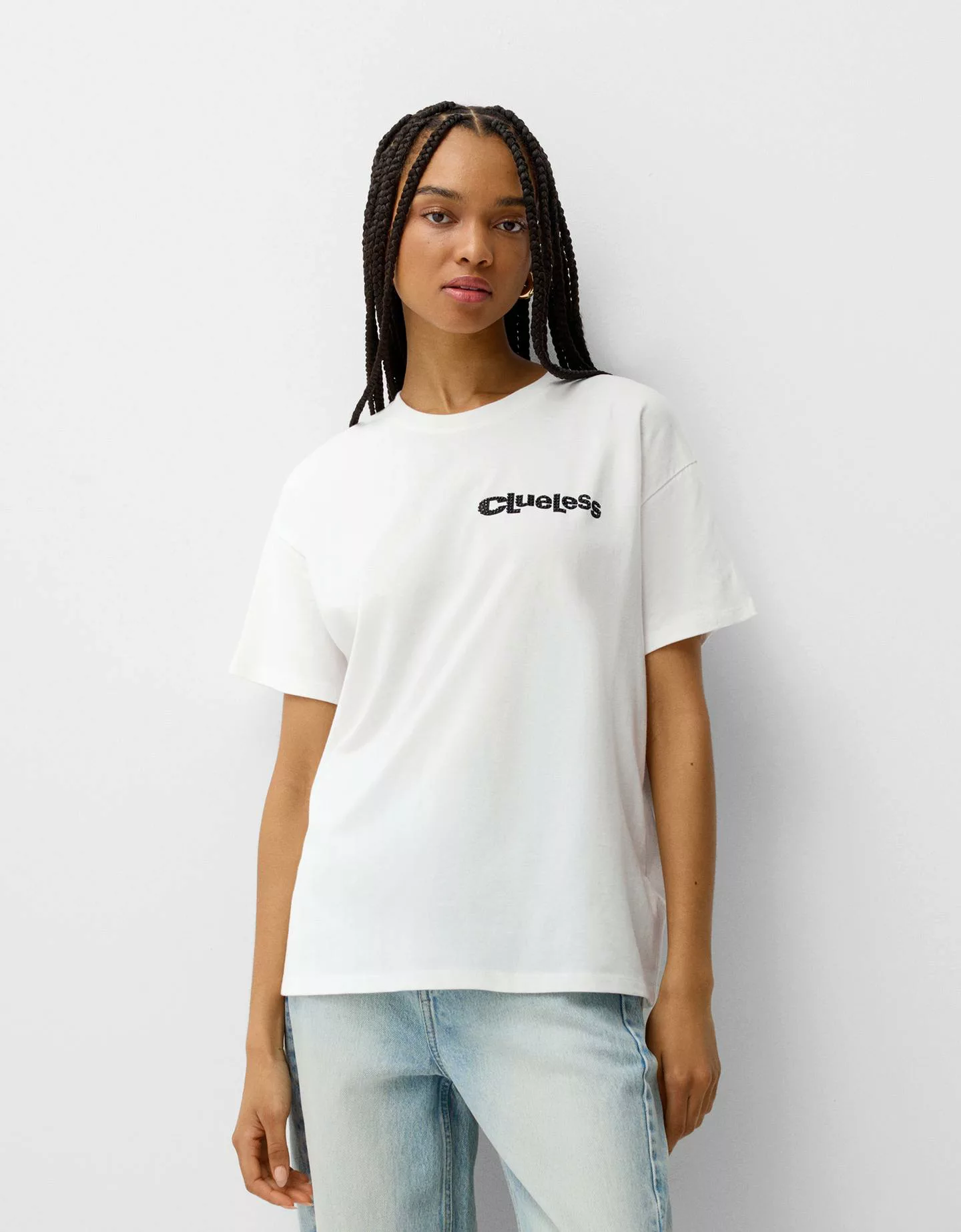 Bershka T-Shirt Clueless Damen L Grbrochenes Weiss günstig online kaufen