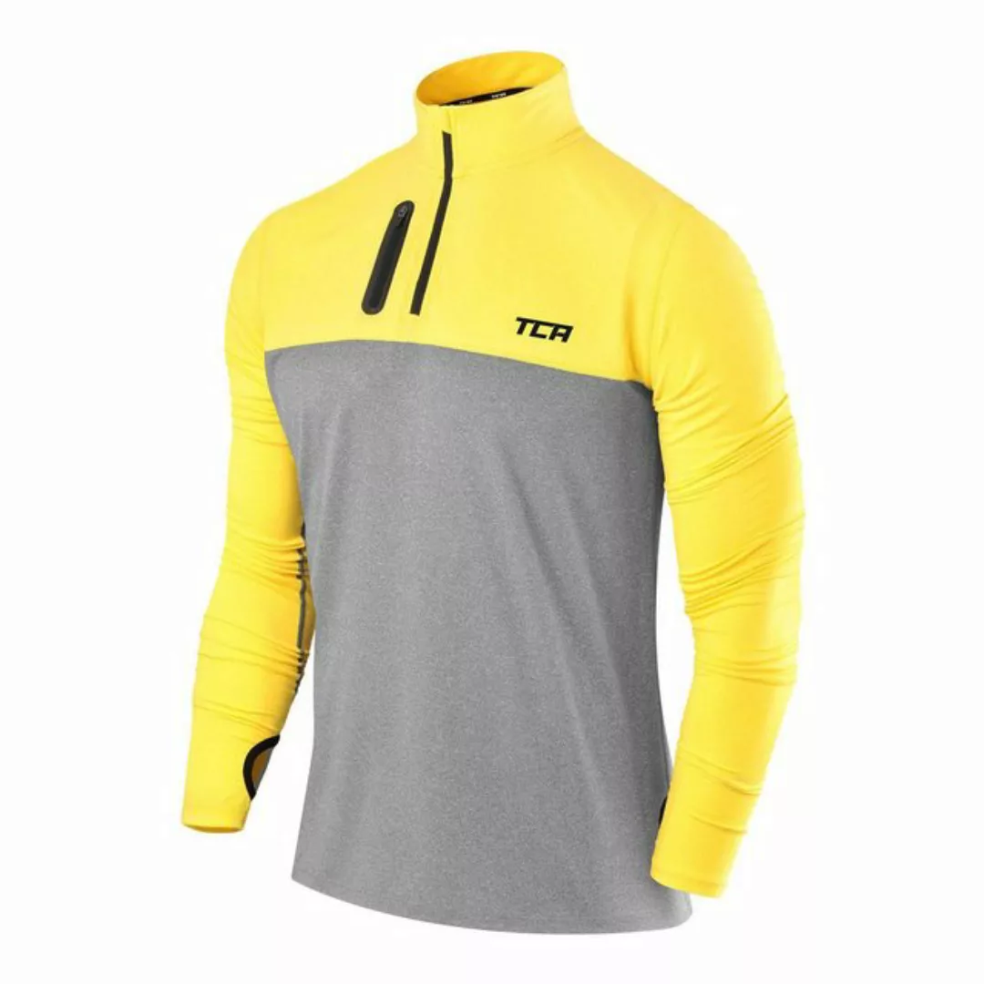 TCA Langarmshirt TCA Herren Langarm Laufshirt mit Reißverschluss - Dunkelgr günstig online kaufen