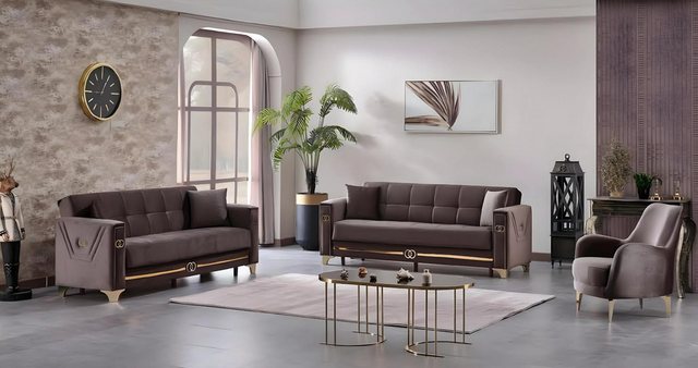 JVmoebel 3-Sitzer Sofagarnitur Textilsofa Sofa Polster Sitz Designer 3+3+1 günstig online kaufen