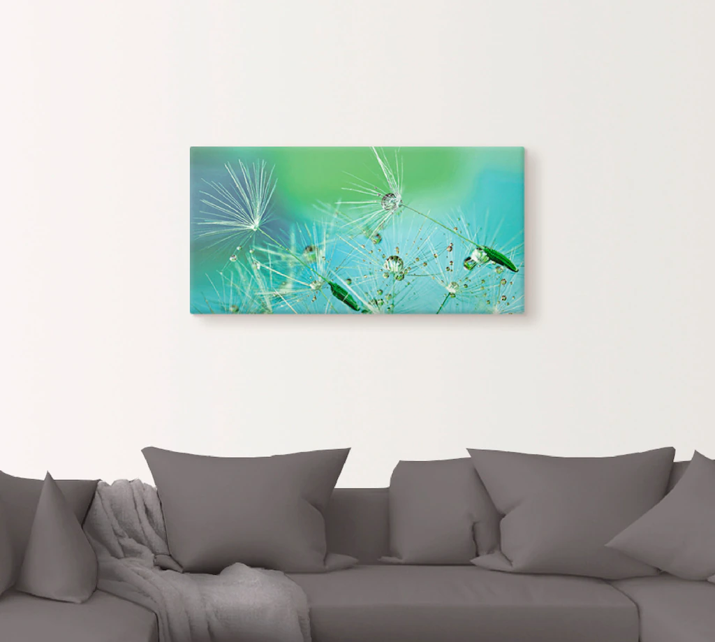 Artland Wandbild "Glitzernde Pustblumen mit Wassertropfen", Blumen, (1 St.) günstig online kaufen