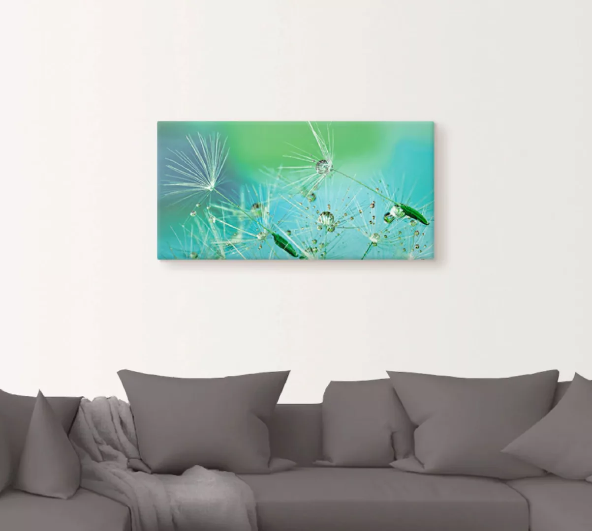 Artland Wandbild "Glitzernde Pustblumen mit Wassertropfen", Blumen, (1 St.) günstig online kaufen