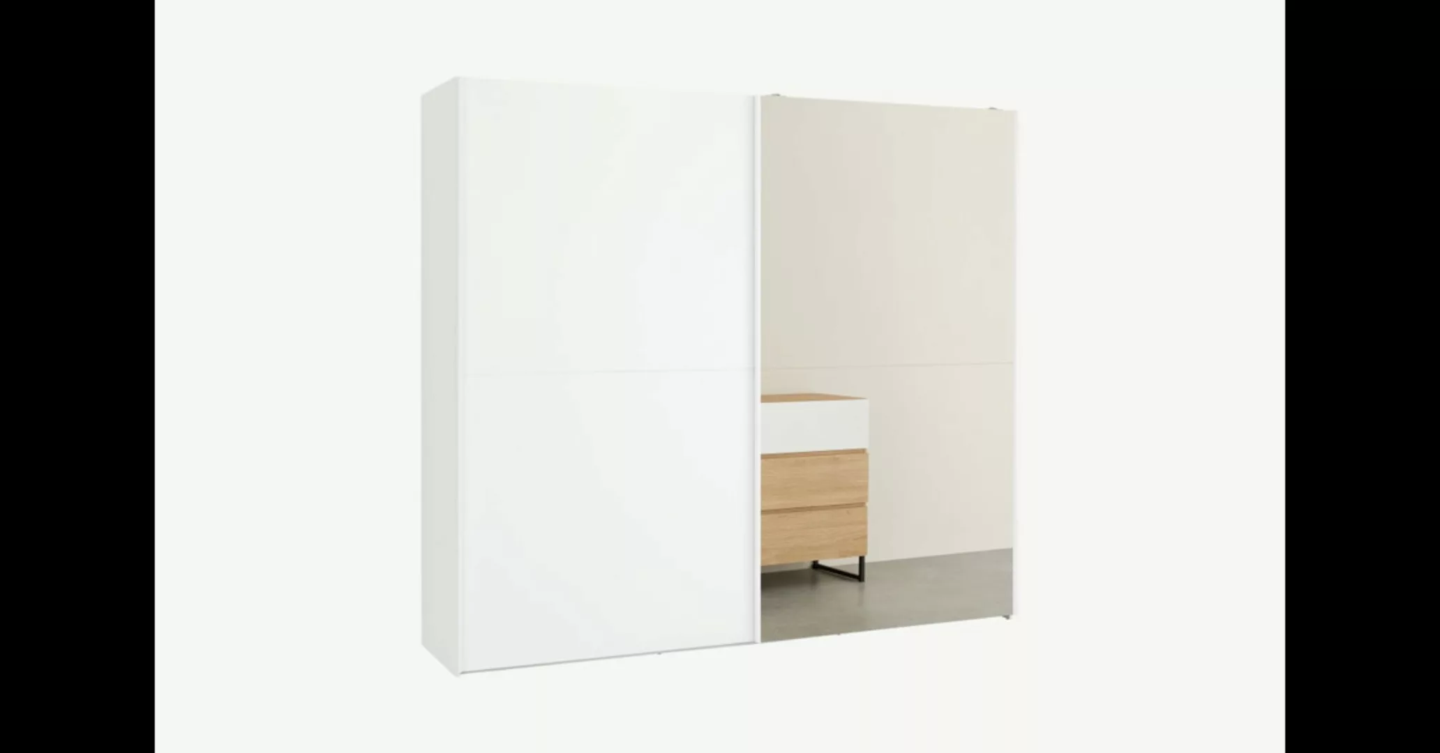 Elso Kleiderschrank mit Schiebetueren (240 cm), Weiss mit Spiegeltueren - M günstig online kaufen