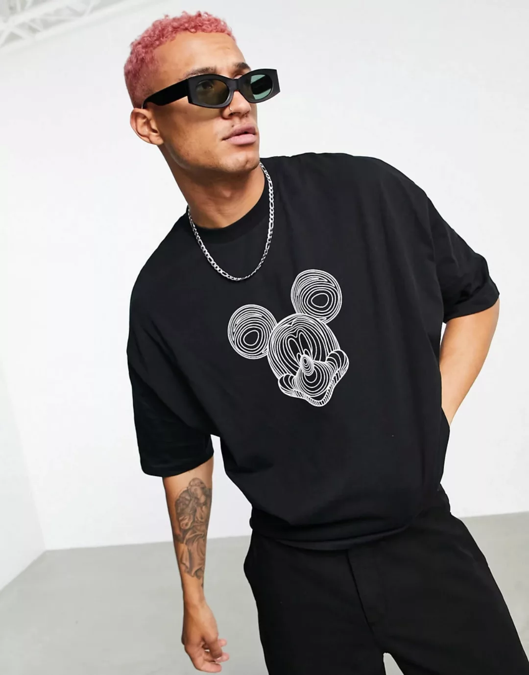 ASOS DESIGN – Oversized-T-Shirt mit Micky -Prints in Schwarz günstig online kaufen