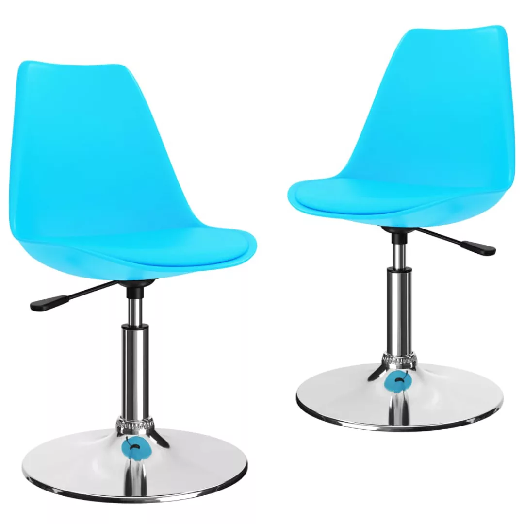 Drehbare Esszimmerstühle 2 Stk. Blau Kunstleder günstig online kaufen