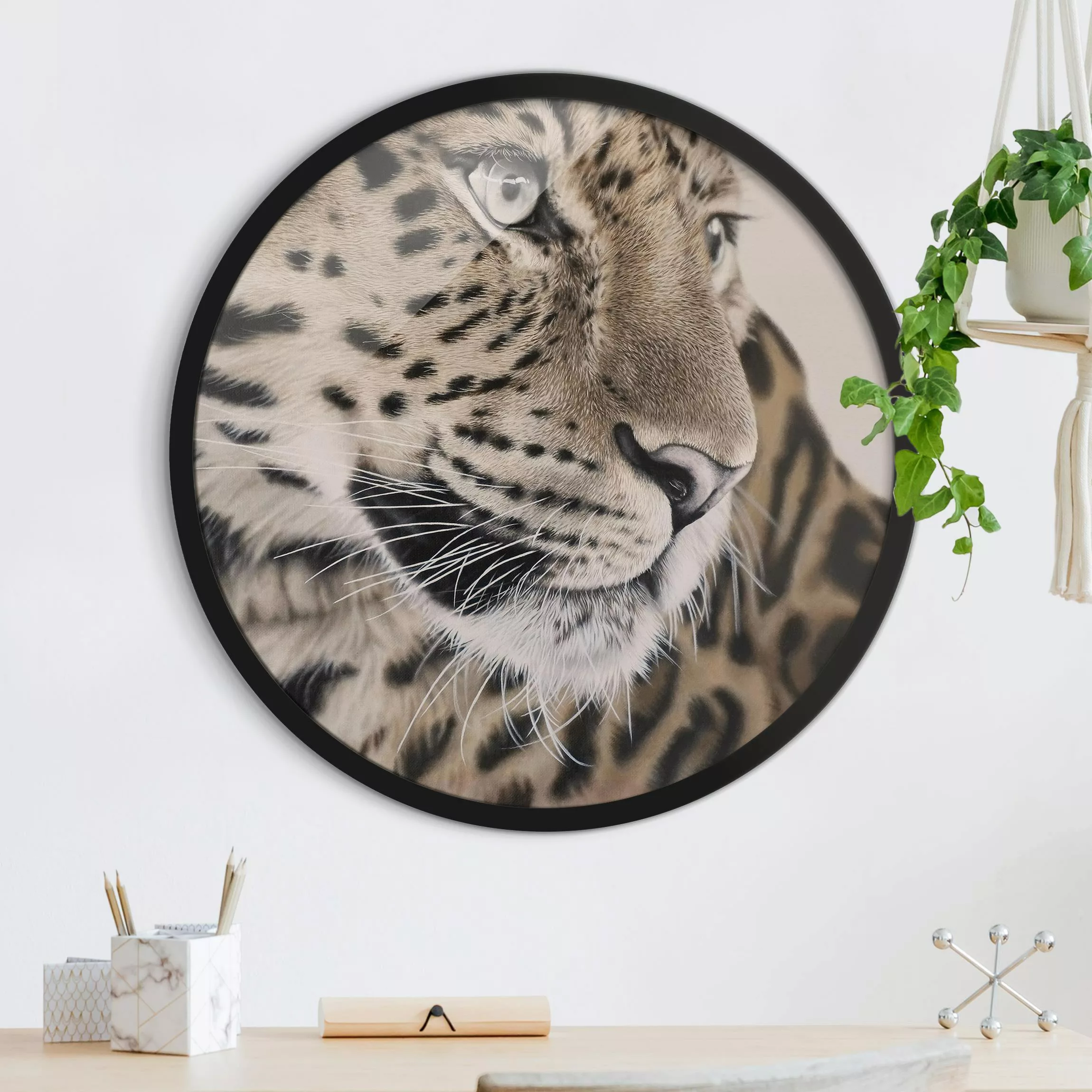 Rundes Gerahmtes Bild Der Leopard günstig online kaufen