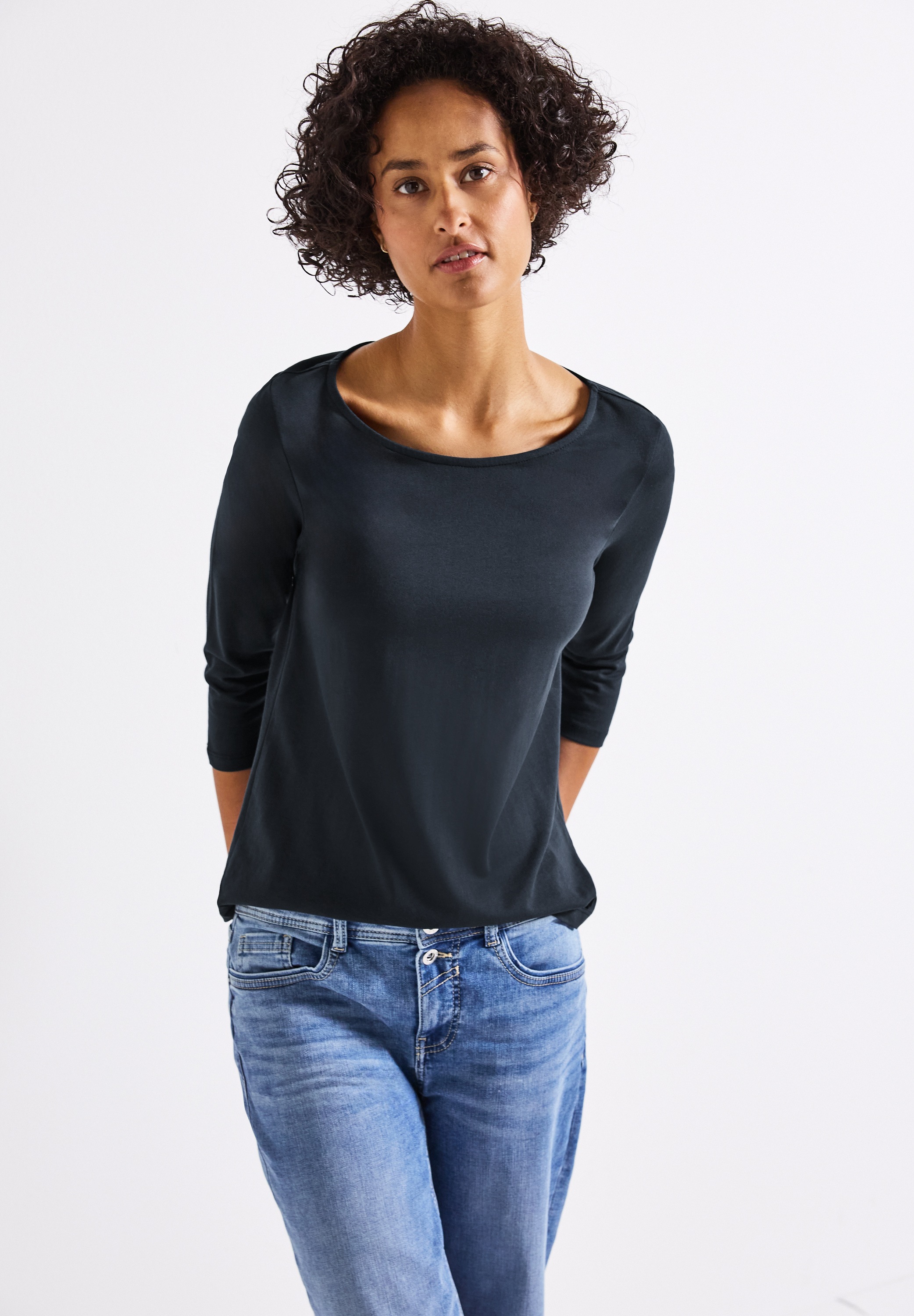 STREET ONE Langarmshirt, aus Baumwolle mit Stretchante günstig online kaufen