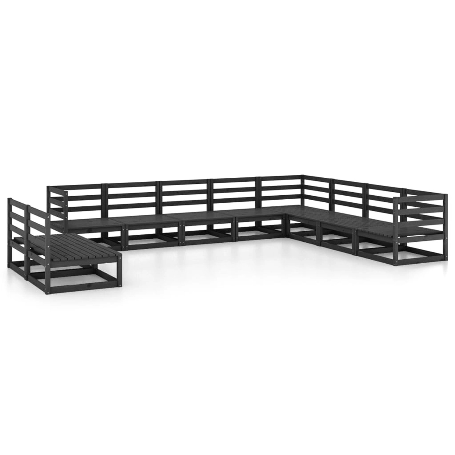 vidaXL 10-tlg Garten-Lounge-Set Schwarz Massivholz Kiefer Modell 7 günstig online kaufen