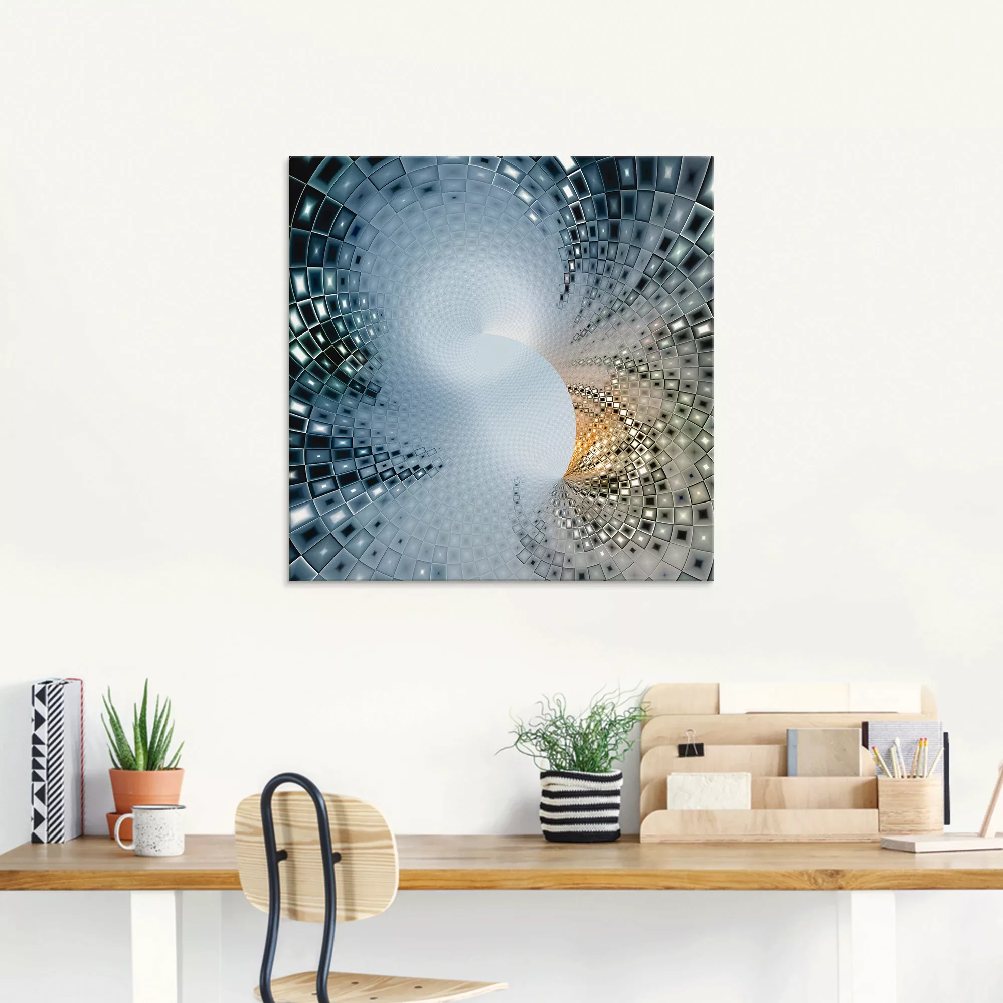 Artland Glasbild "Abstraktes in blau & Gold", Muster, (1 St.) günstig online kaufen