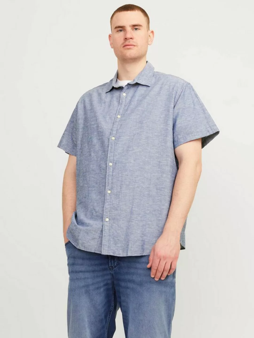 Jack & Jones PlusSize Kurzarmhemd JJELINEN BLEND SHIRT SS SN PLS günstig online kaufen