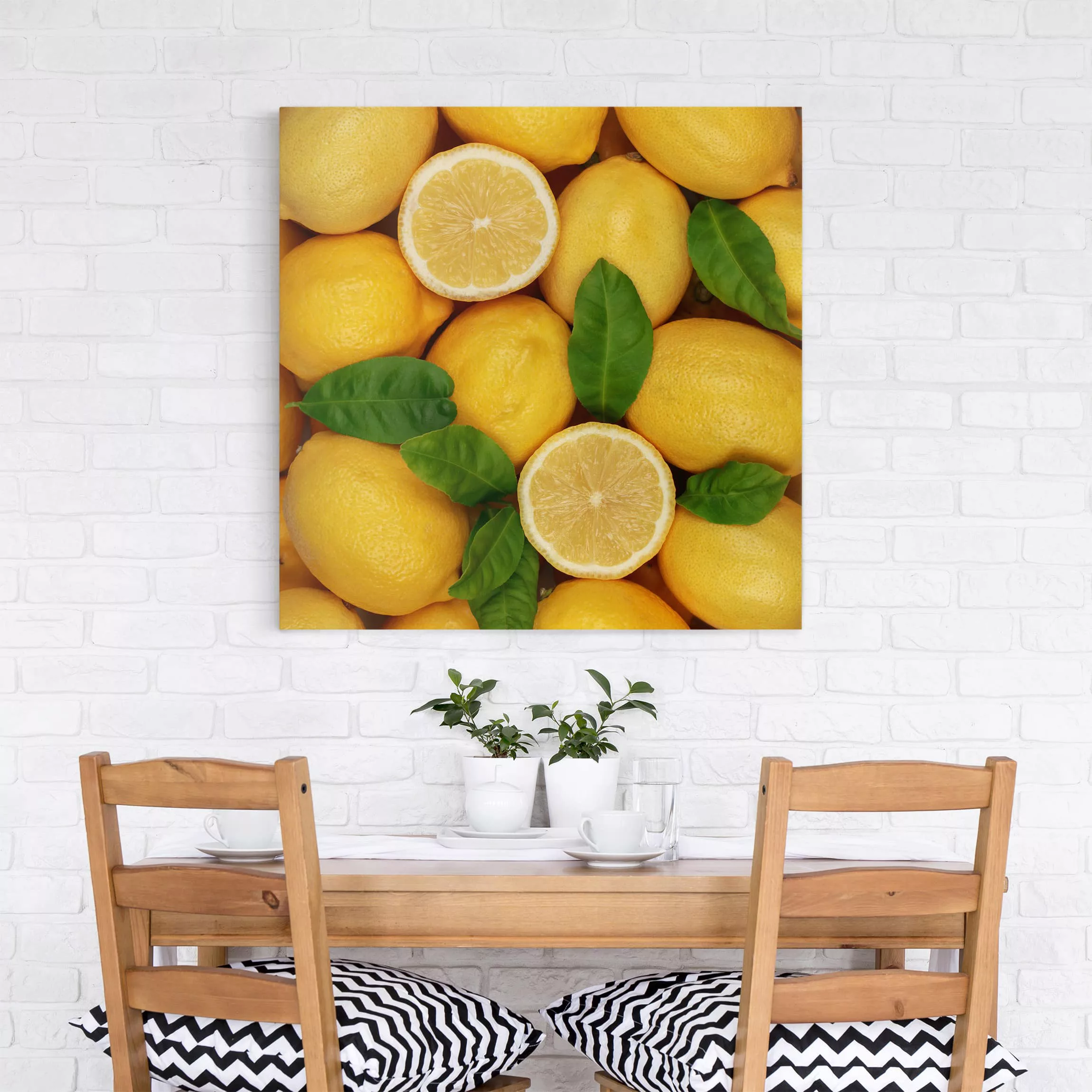 Leinwandbild Küche - Quadrat Saftige Zitronen günstig online kaufen
