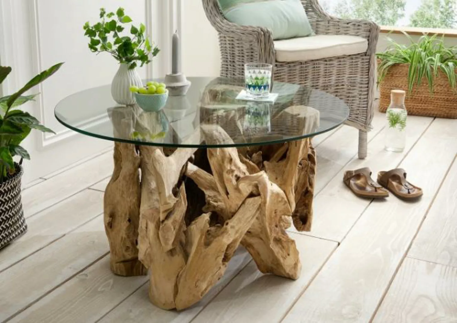 Couchtisch ROOT Teak Holz Natur Hellbraun günstig online kaufen