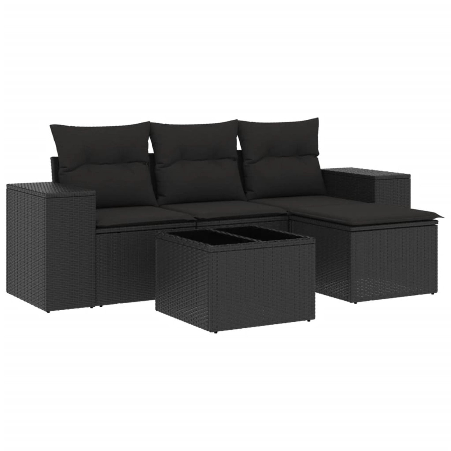 vidaXL 5-tlg Garten-Sofagarnitur mit Kissen Schwarz Poly Rattan Modell 116 günstig online kaufen