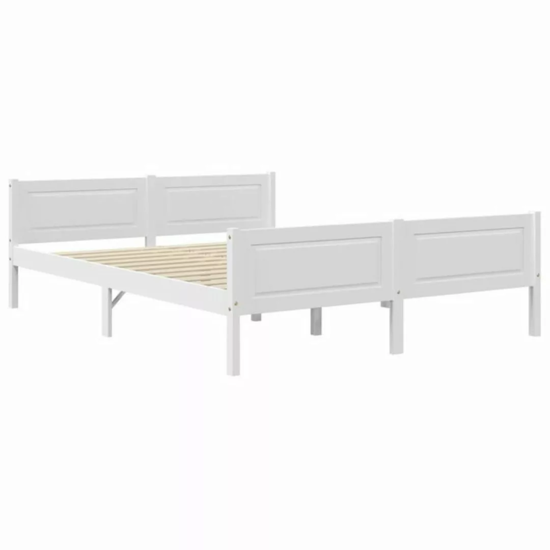 vidaXL Bettgestell Massivholzbett Kiefer Weiß 160x200 cm Doppelbett Bett Be günstig online kaufen