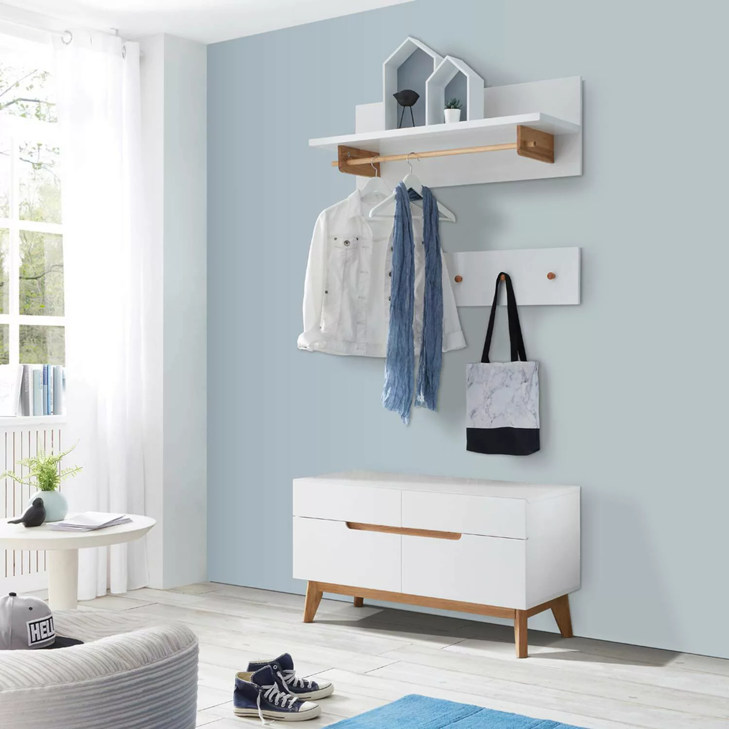 Lomadox Garderoben Set kleiner Flur CERVERA-05 in weiß matt lackiert mit fu günstig online kaufen