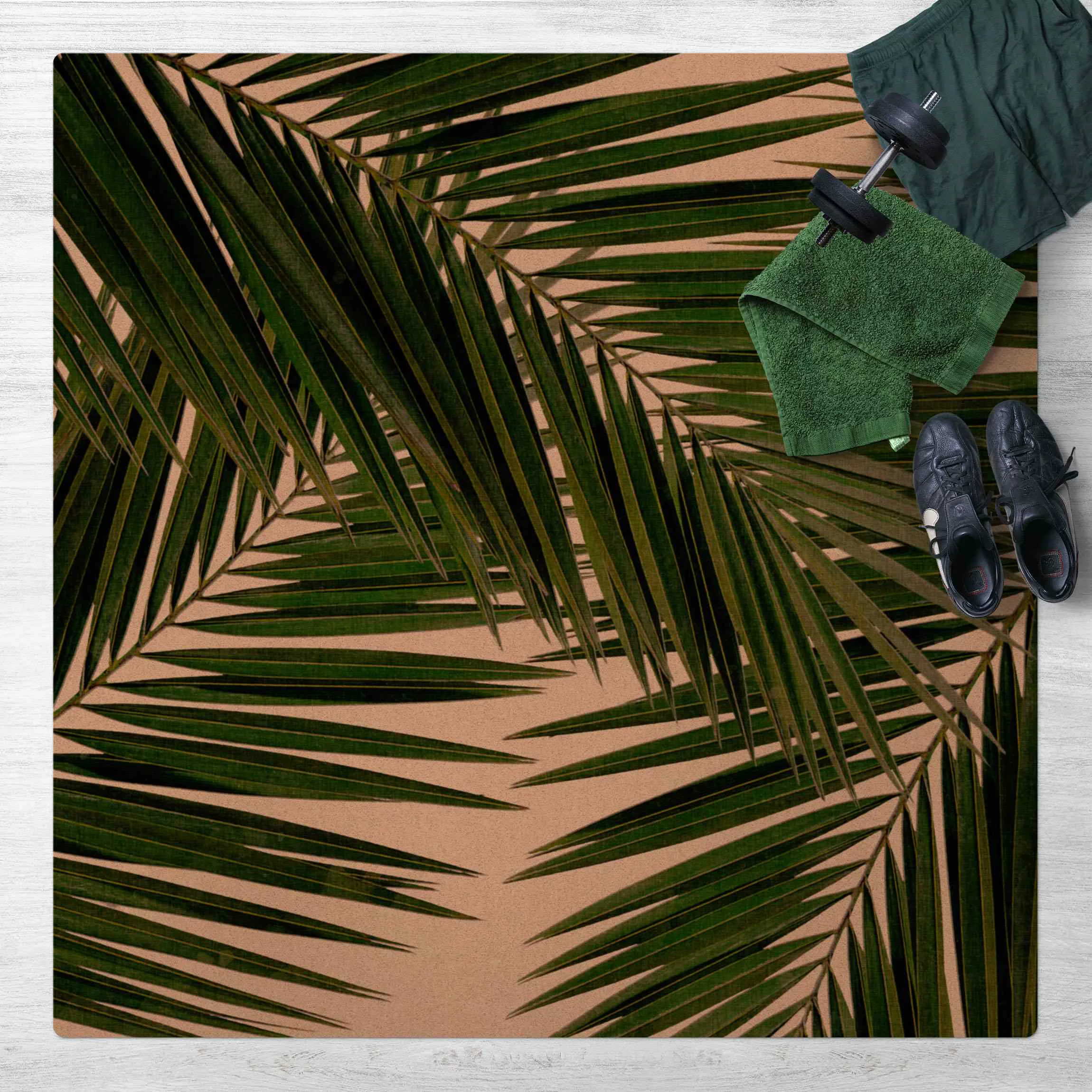 Kork-Teppich Blick durch grüne Palmenblätter günstig online kaufen
