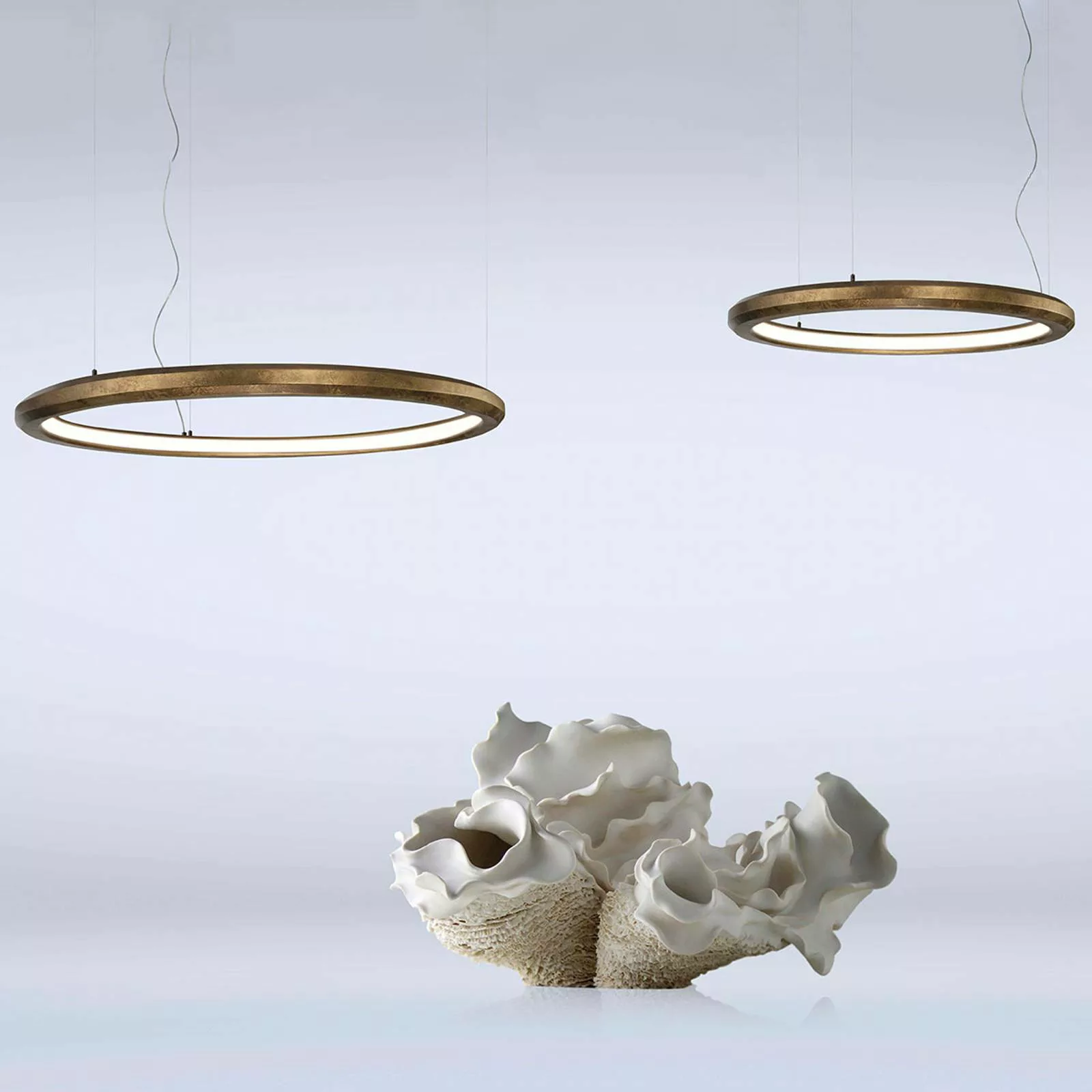 LED-Hängeleuchte Materica innen Ø 120 cm messing günstig online kaufen