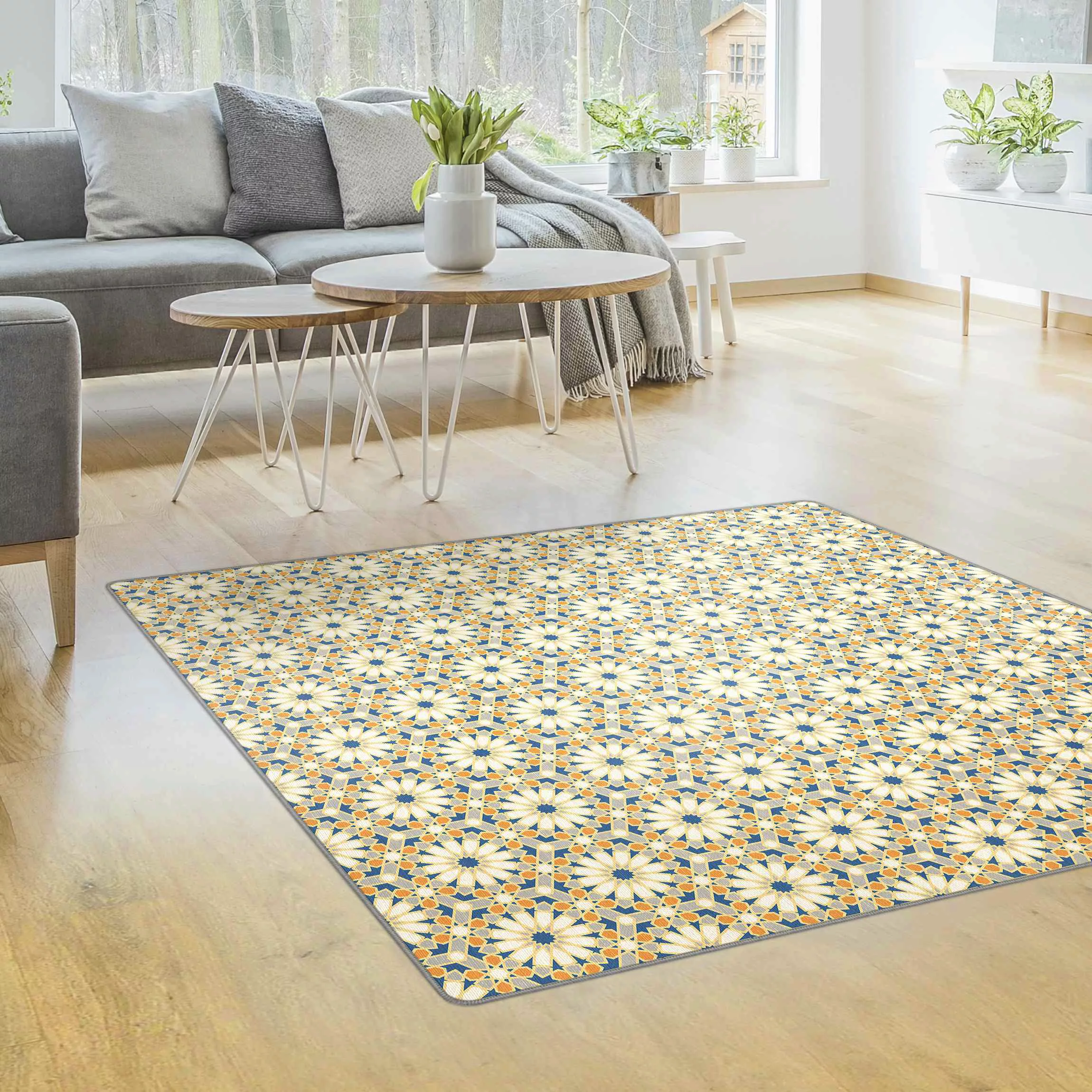 Teppich Orientalisches Muster mit gelben Sternen günstig online kaufen