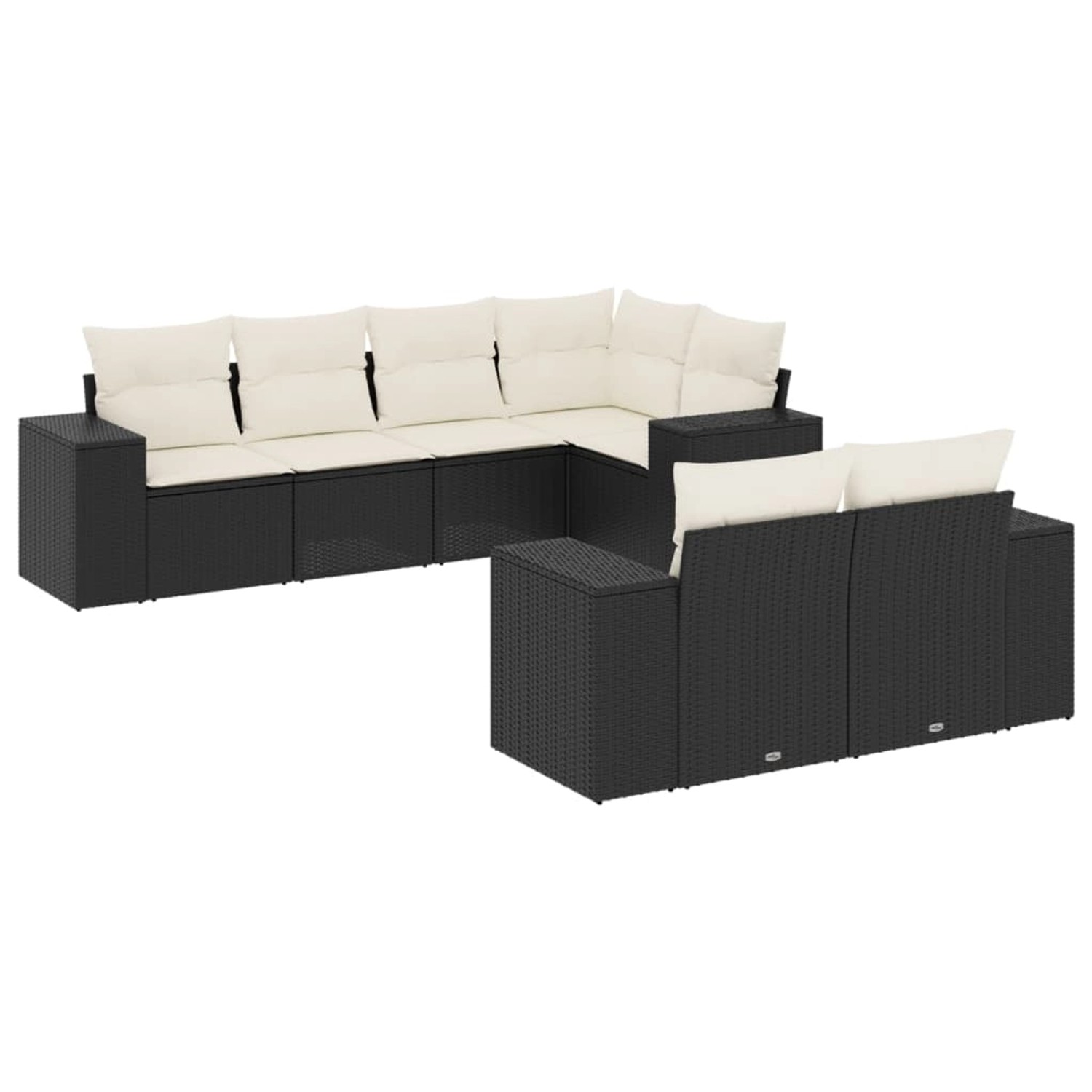vidaXL 7-Tlg Garten-Sofagarnitur mit Kissen Schwarz Poly Rattan 3222805 günstig online kaufen