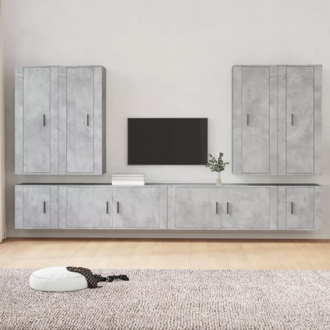 Vidaxl 8-tlg. Tv-schrank-set Betongrau Holzwerkstoff günstig online kaufen