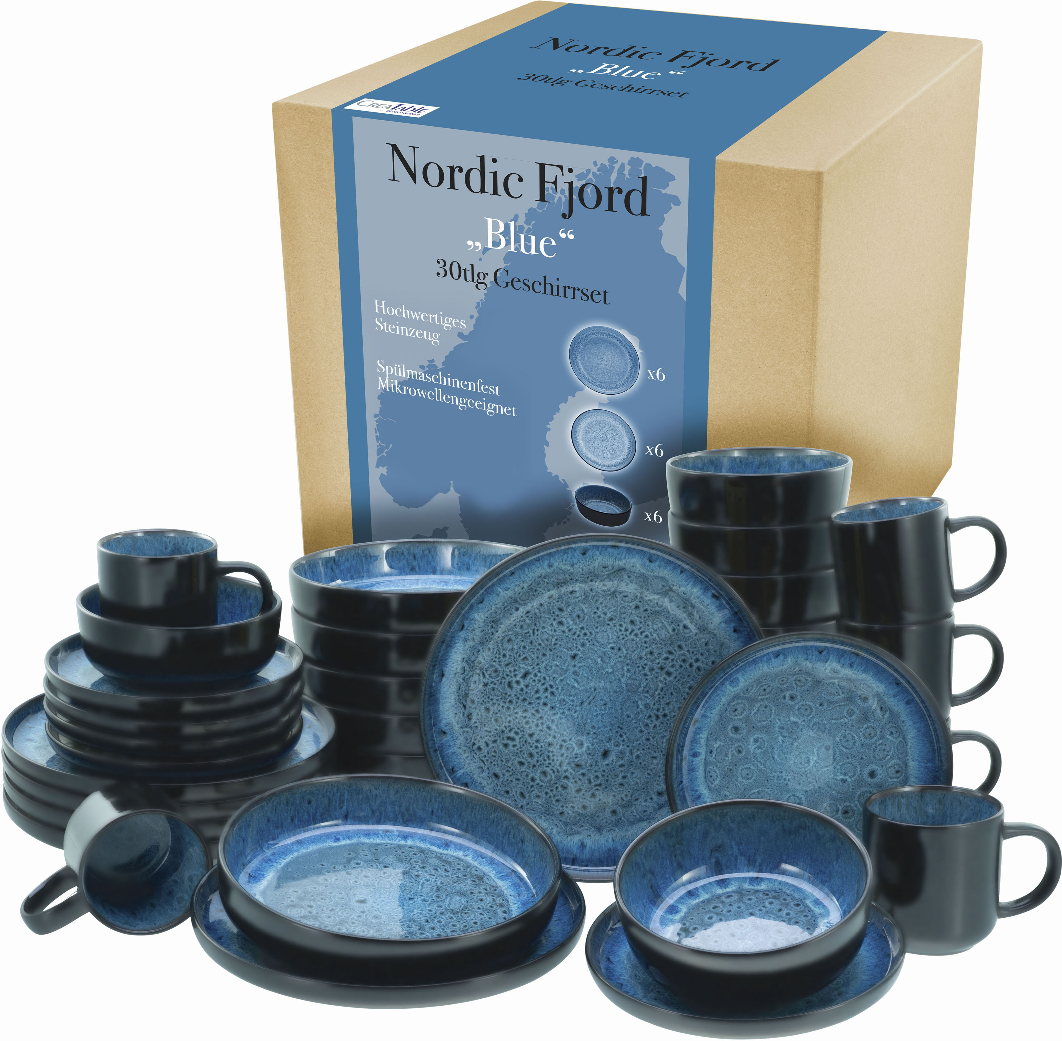 CreaTable Kombiservice »Nordic Fjord«, (Set, 30 tlg.), je 6 Speiseteller, S günstig online kaufen