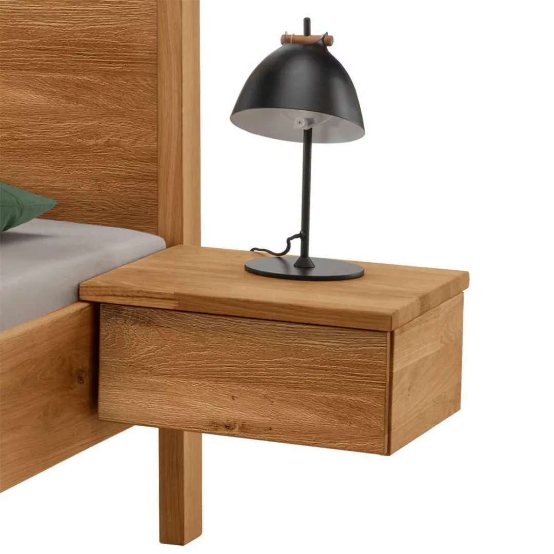 Wildeiche Massivholzbett in modernem Design 208 cm tief günstig online kaufen